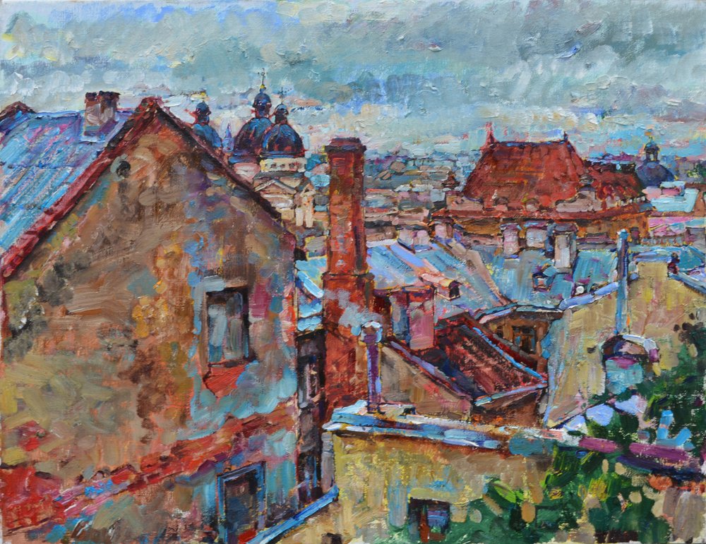 Bunte Stadtdächer von Andrii Kutsachenko