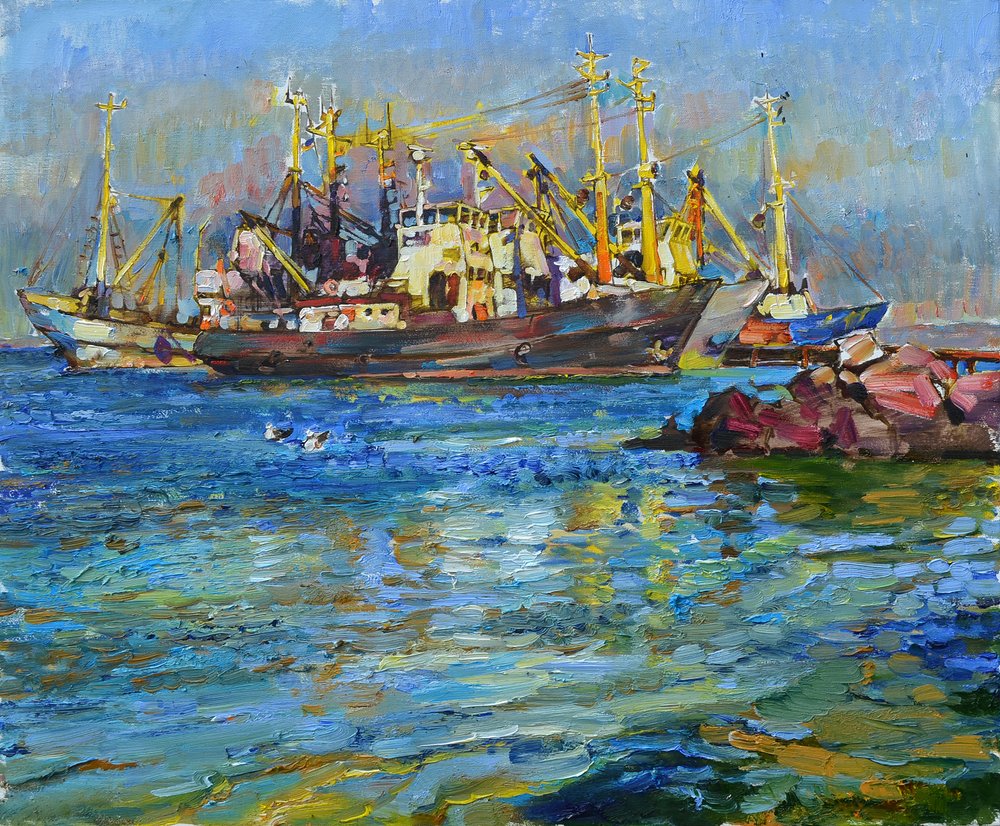 Bunte Hafenboote von Andrii Kutsachenko