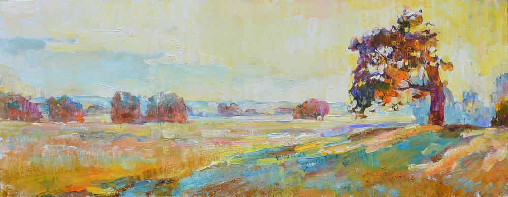 Goldenes Feld mit Baum von Andrii Kutsachenko