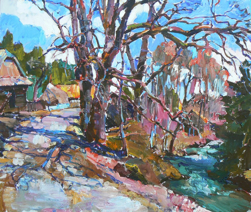 Lebendige ländliche Flusslandschaft von Andrii Kutsachenko