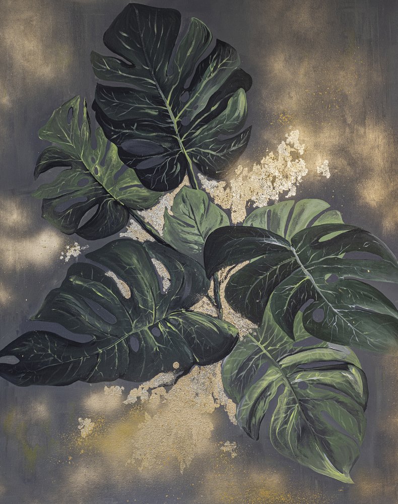 Goldene Monstera-Blätter von Anete Purina-Purite