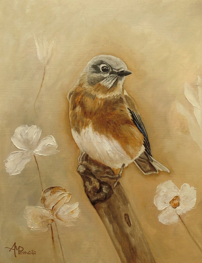 Sanfter Vogel und Blumen von Angeles M. Pomata