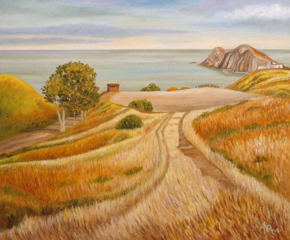 Goldene Küstenlandschaft von Angeles M. Pomata