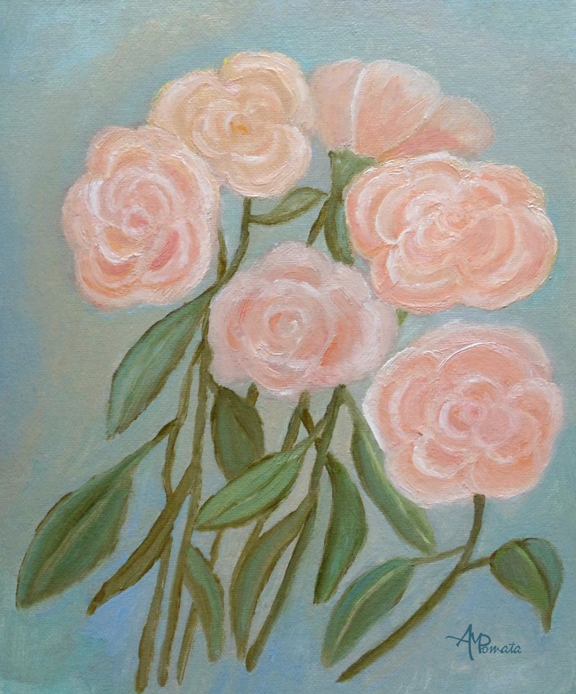 Zarte rosa Rosen von Angeles M. Pomata