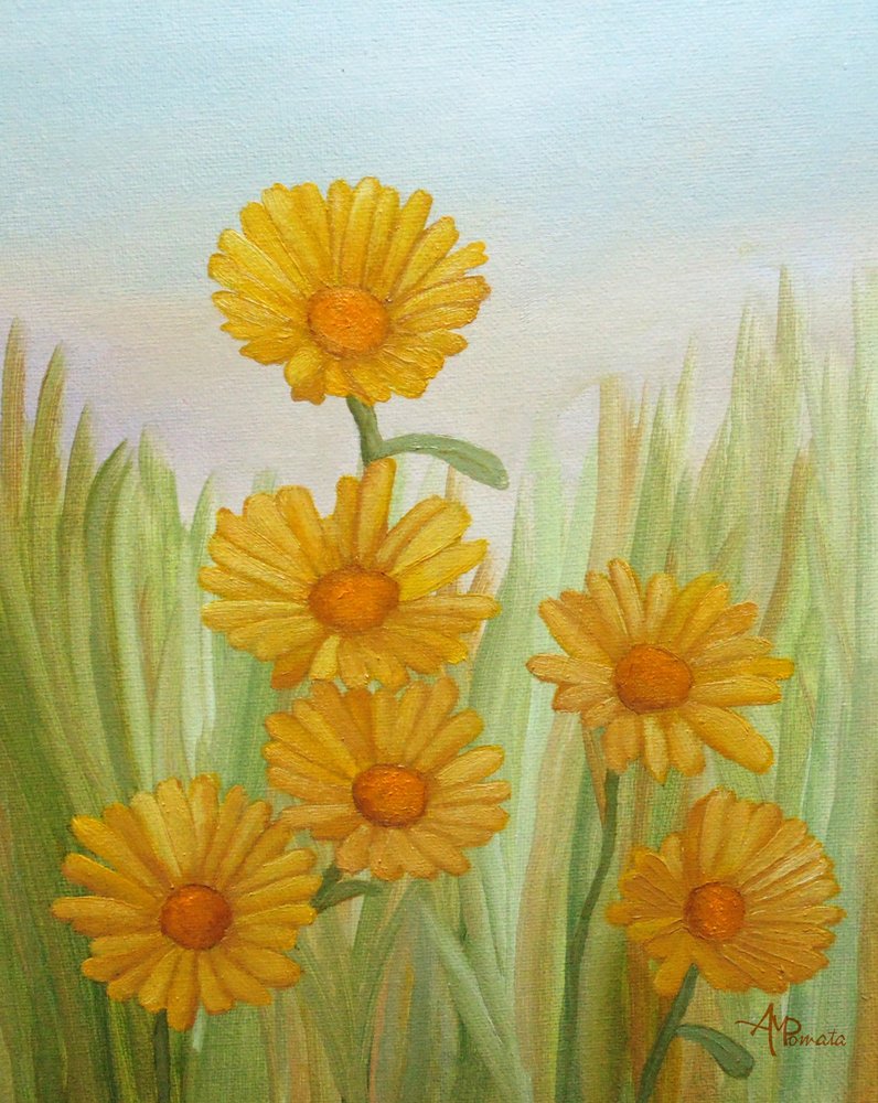 Sonnige gelbe Wiese von Angeles M. Pomata