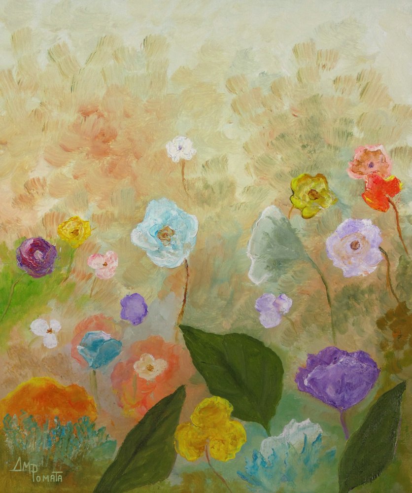Verspieltes Blumenfeld von Angeles M. Pomata