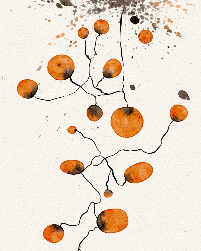 Verbundene orange Formen von Ankie Kooi