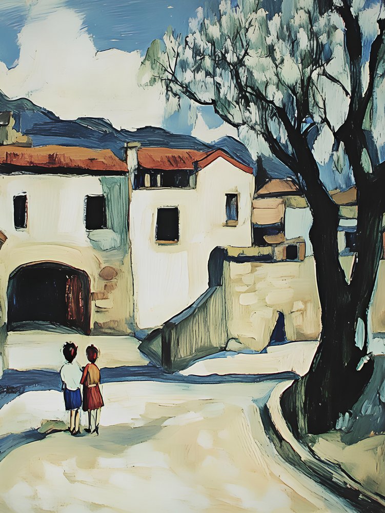 Kinder auf dem Dorfweg von Avanesova Elena