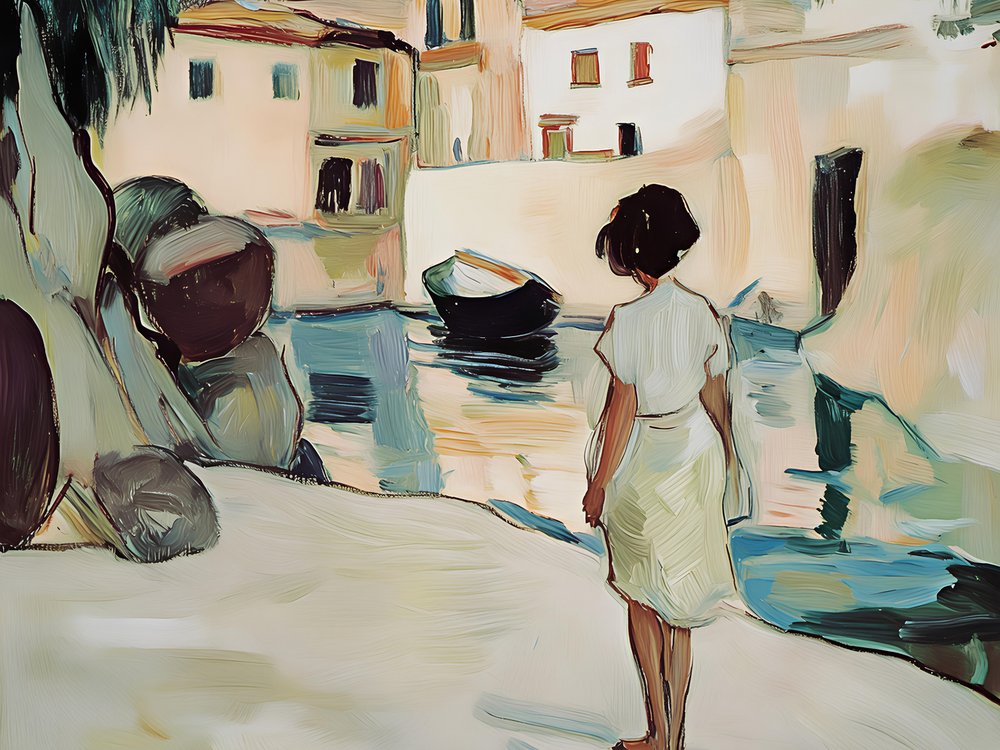 Spaziergang der Frau am Kanal von Avanesova Elena