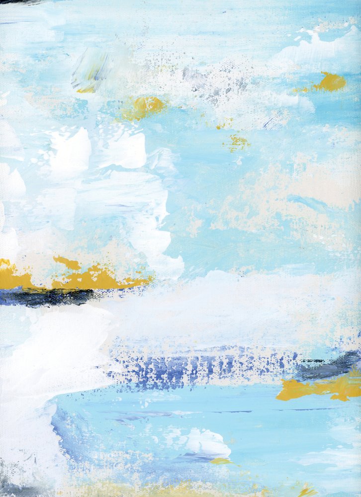 Gelassenes Blau-Gold-Abstrakt von Breanna Megan Studio