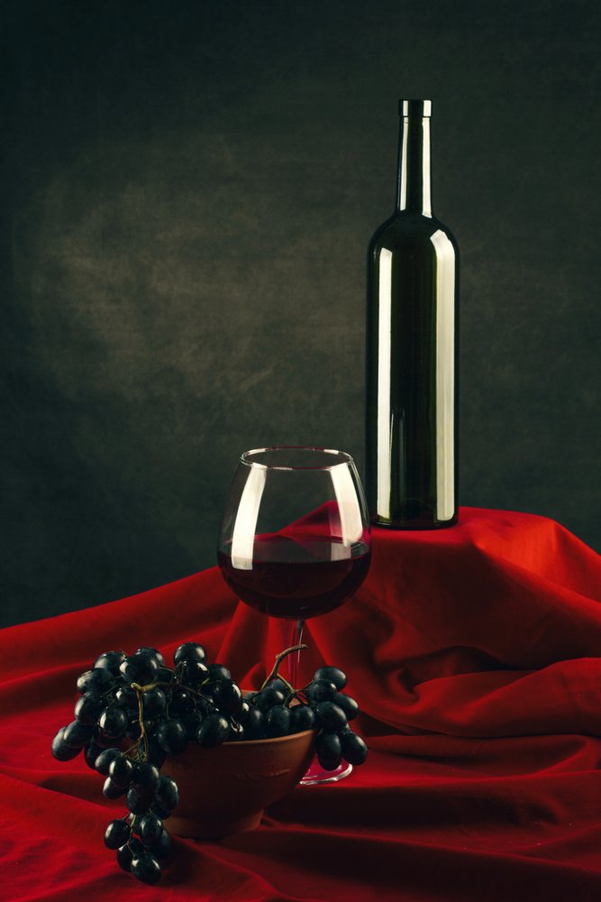 Stillleben mit Wein und Trauben von Brig Barkow