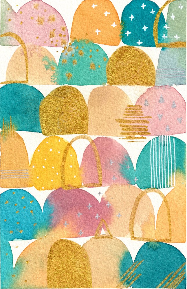 Buntes Aquarell Abstrakt von Camille Contini