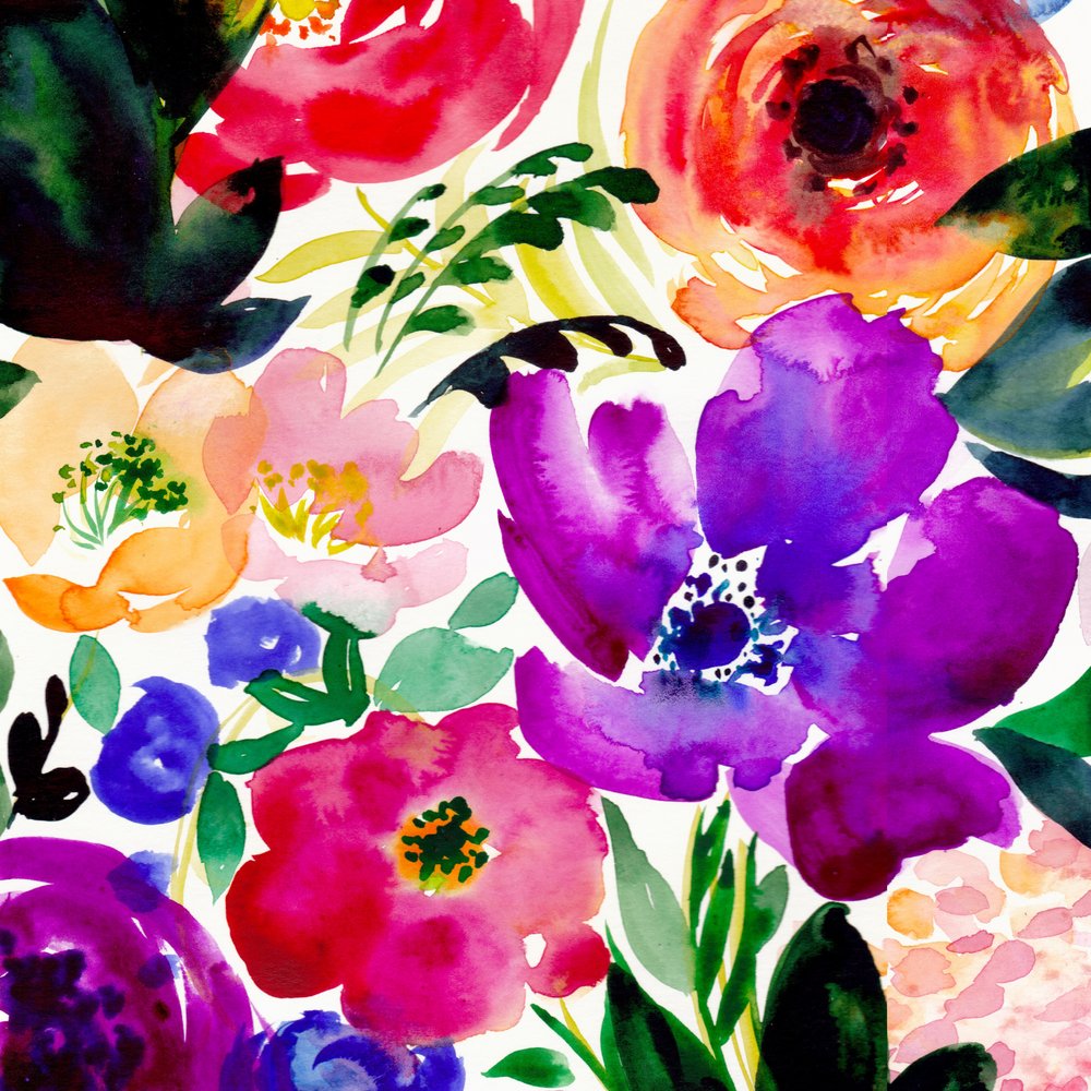 Lebhafte Aquarellblumen von Christine Lindstrom