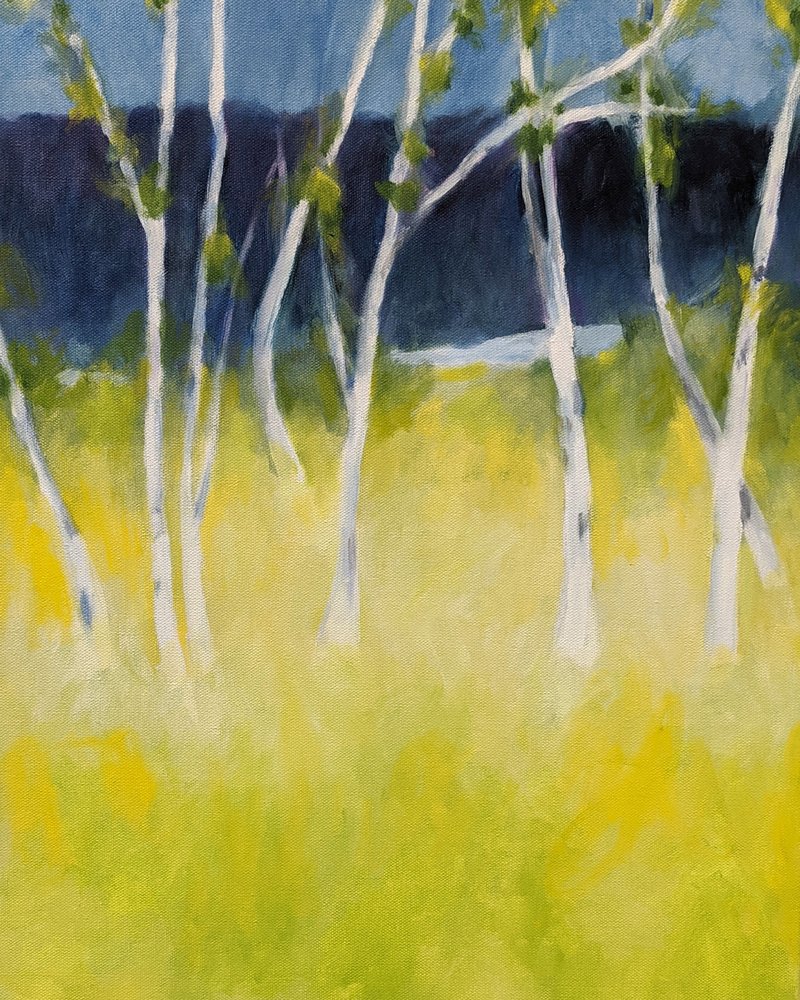 Gelassene Birkenwiese von Claire Whitehead