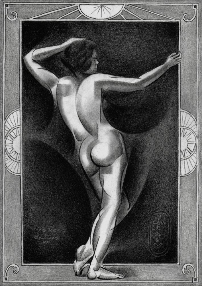 Art Deco Nackte Figur von Corné Akkers