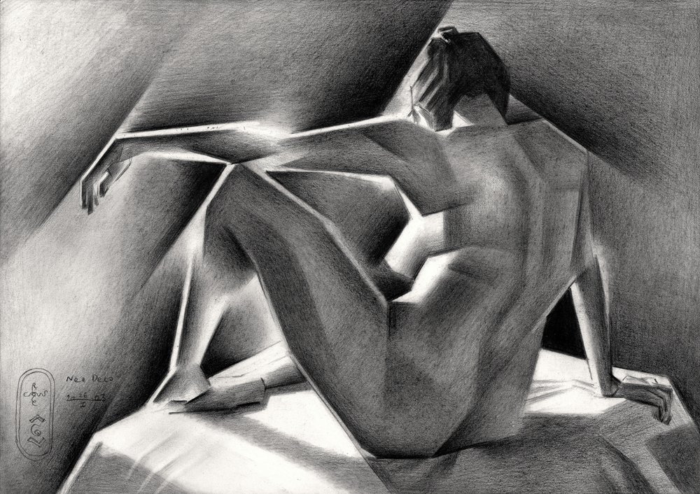 Geometrische Aktstudie von Corné Akkers