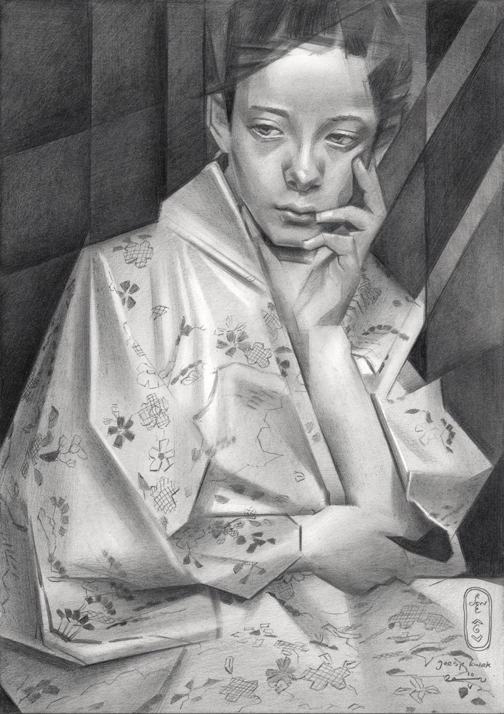Nachdenkliches Kimono-Mädchen von Corné Akkers