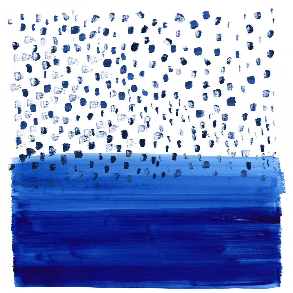 Abstrakter blauer Regen über Wasser von Danushka Abeygoda