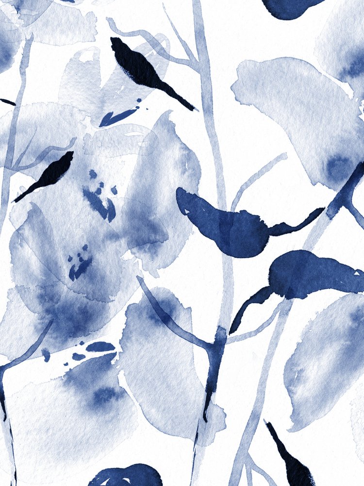 Aquarell Indigo Blüten von Danushka Abeygoda