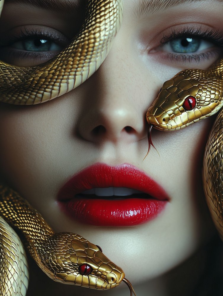 Goldene Schlangen rote Lippen von David Drake