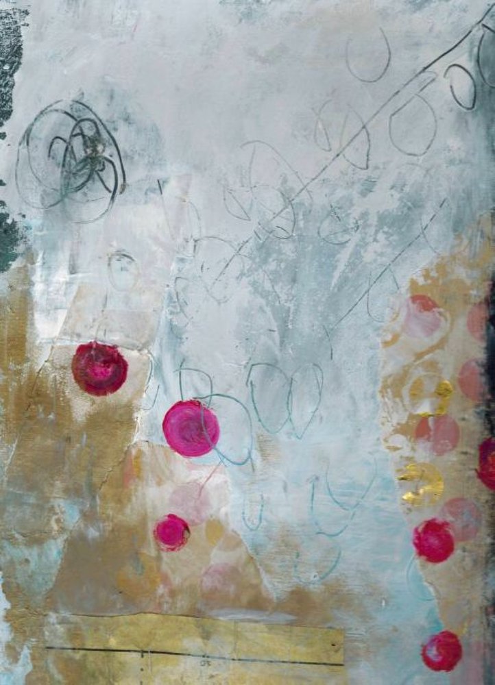Lebendiges abstraktes Gold-Pink von Deb Chaney
