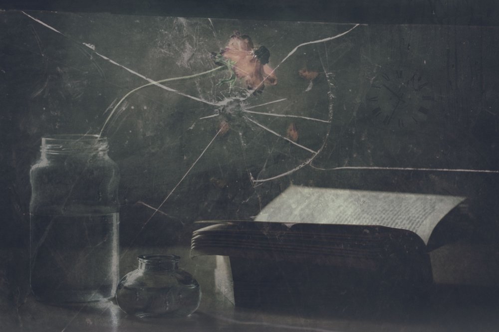 Zerbrochenes Glas und Altes Buch von Delphine Devos
