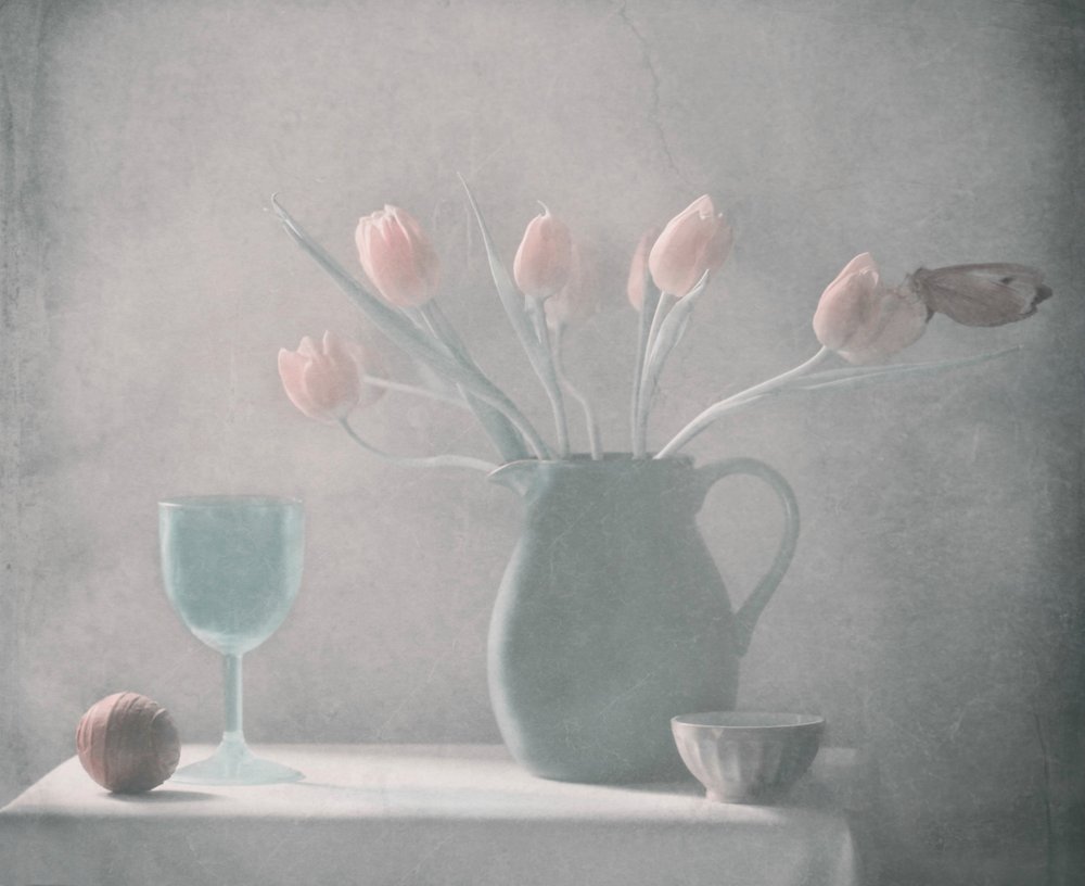 Pastell-Tulpen Stillleben von Delphine Devos