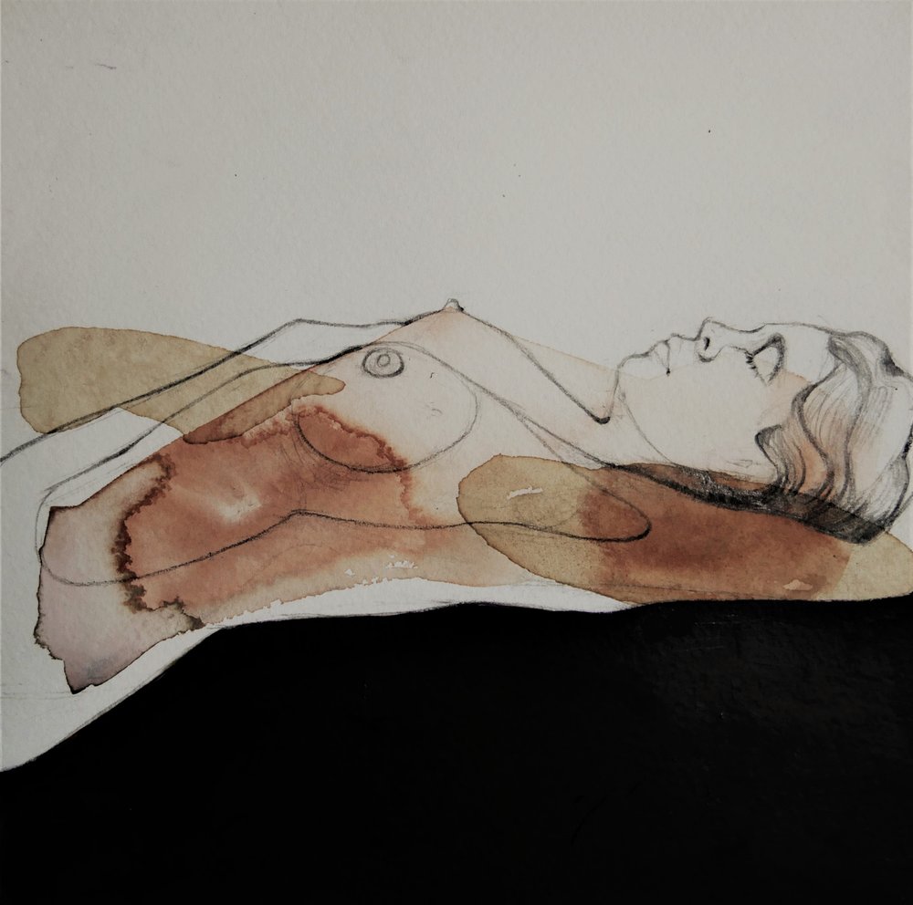 Ruhige Aquarellnackte von Doris Schmitz