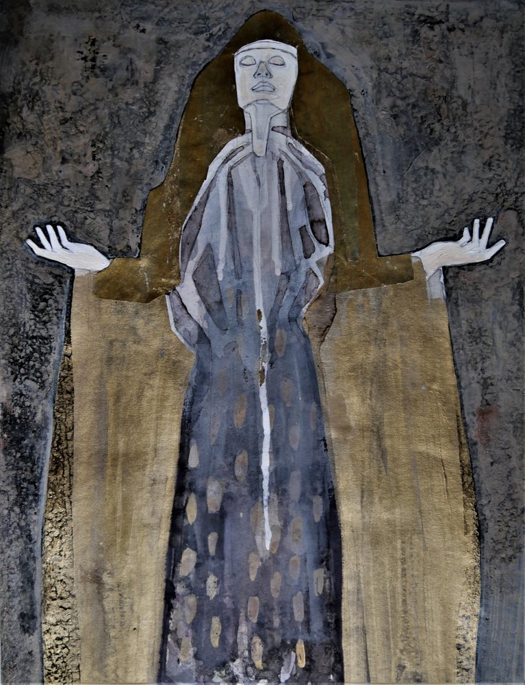 Kontemplative Goldene Figur von Doris Schmitz