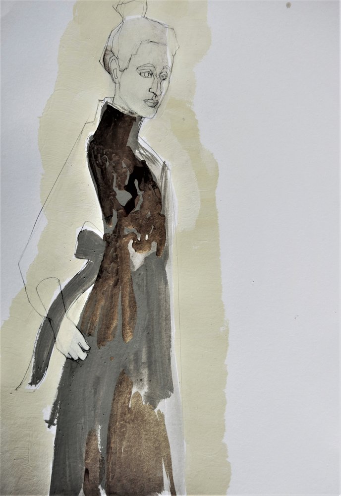 Elegante Frauenmode Skizze von Doris Schmitz
