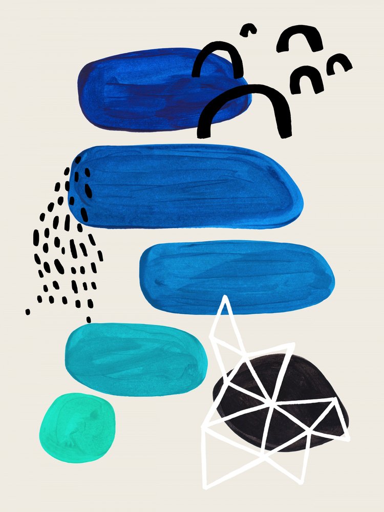 Moderne blaue Formen von Ejaaz Haniff