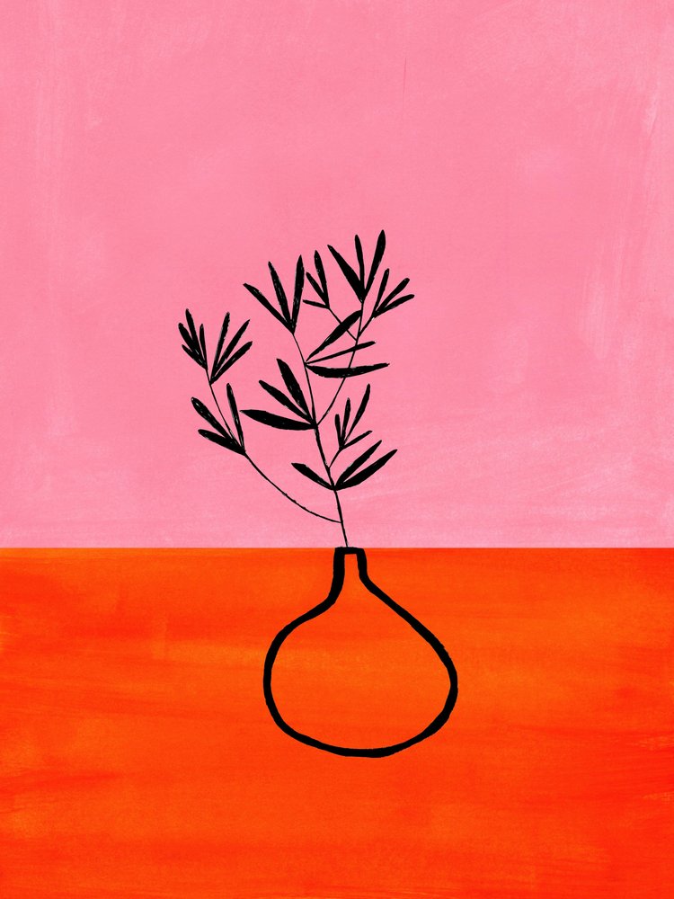 Rosa Orange Botanische Vase von Ejaaz Haniff