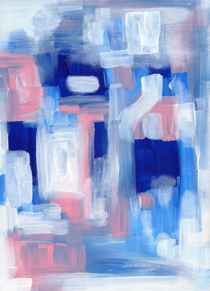 Lebhaftes Blau-Pink-Abstrakt von Ejaaz Haniff