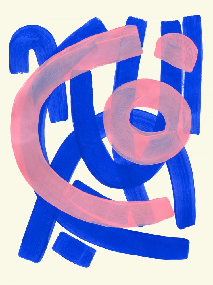 Lebendiges Blau-Pink-Abstrakt von Ejaaz Haniff