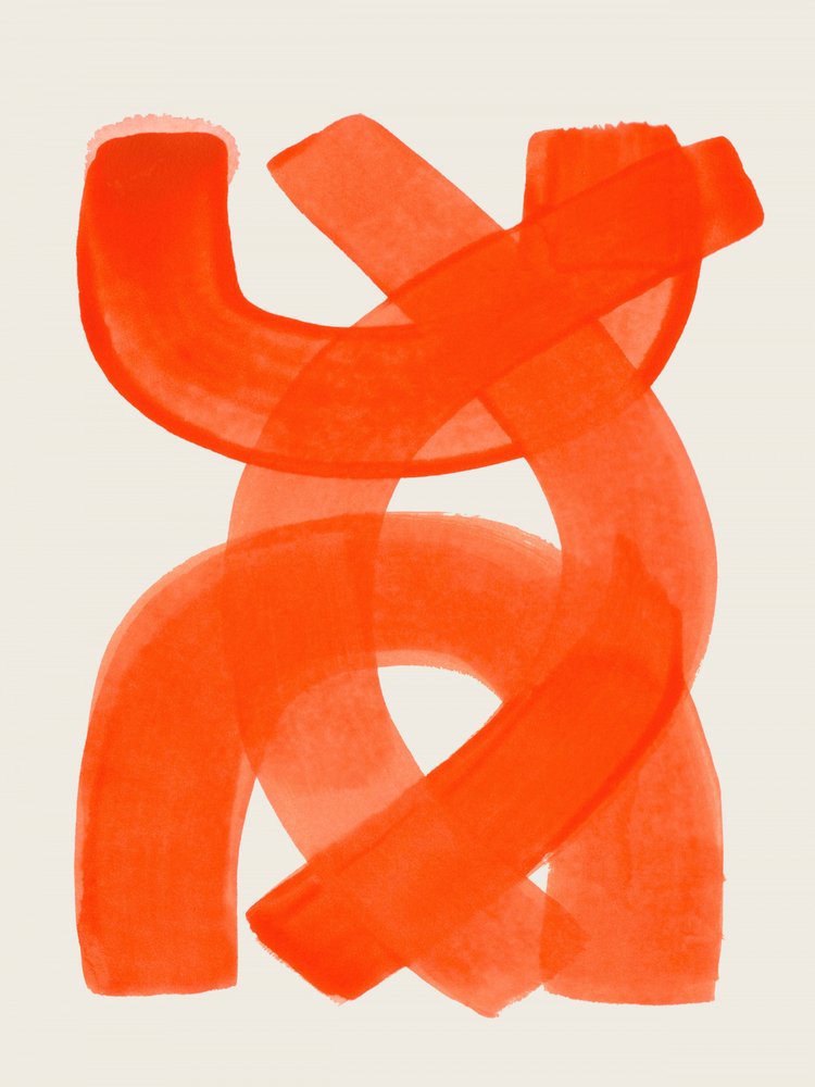 Lebendige orange Abstraktion von Ejaaz Haniff