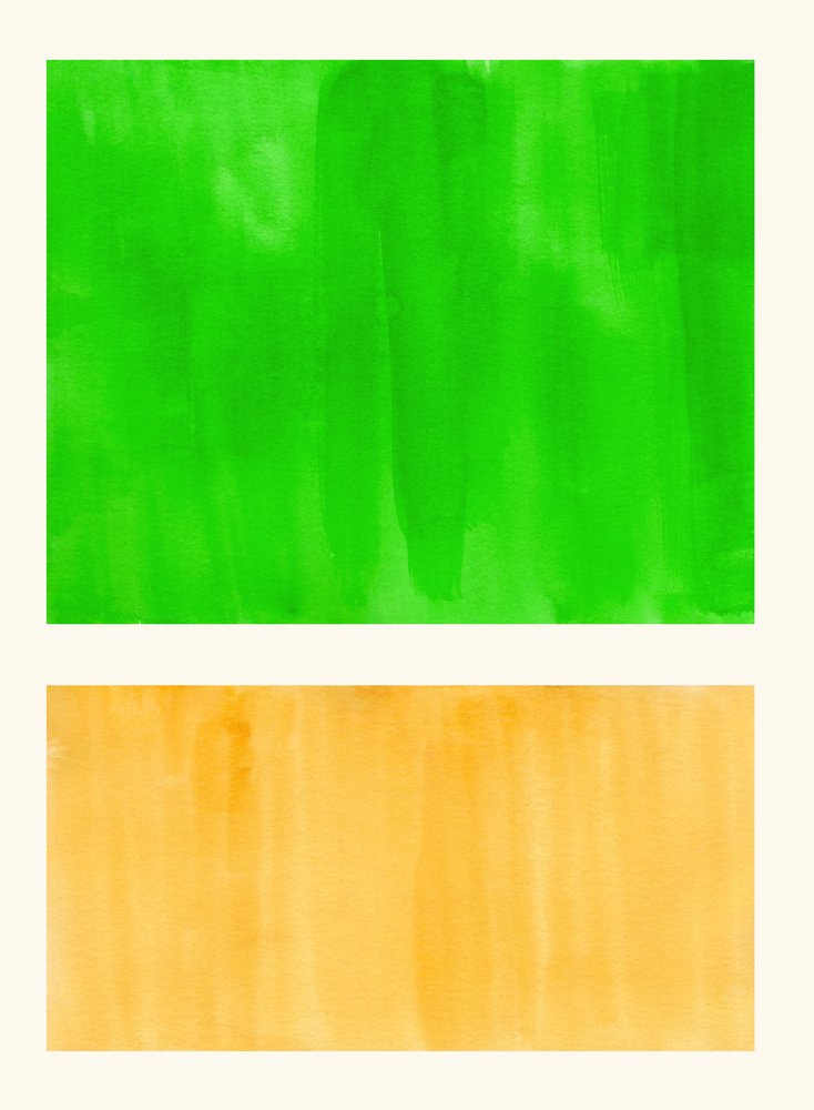 Lebendige grün-orangefarbene Abstraktion von Ejaaz Haniff