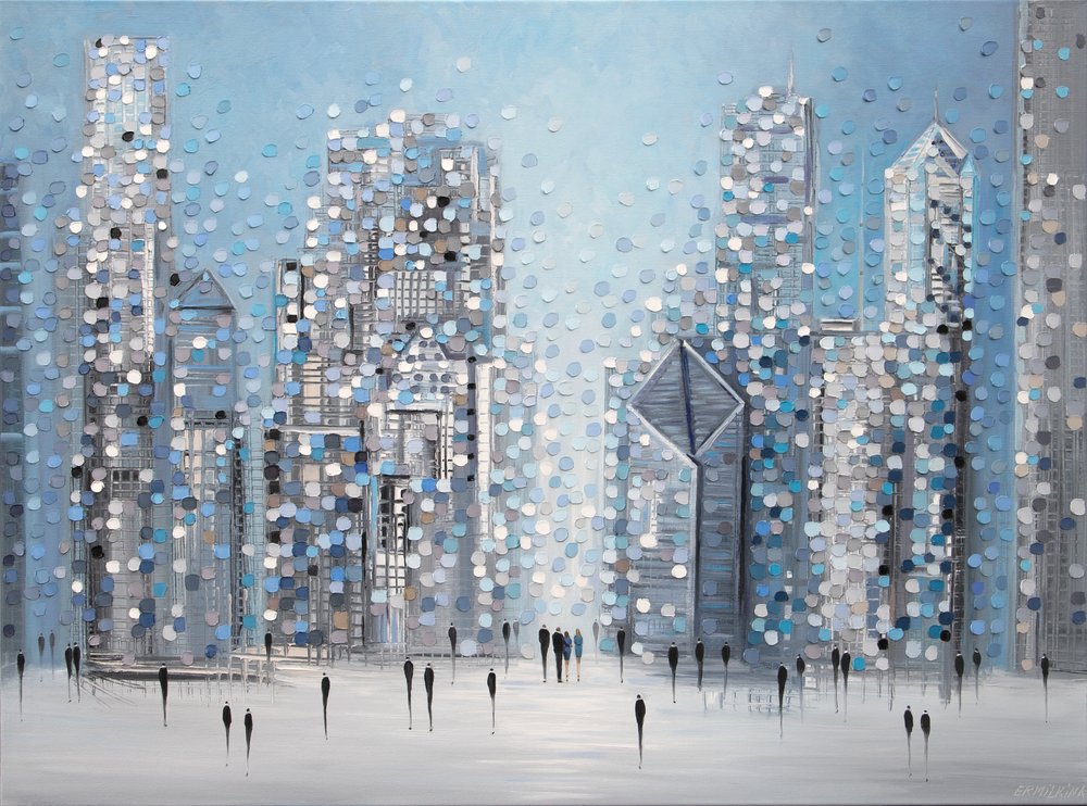 Gepunktete Stadtlandschaft Blau von Ekaterina Ermilkina