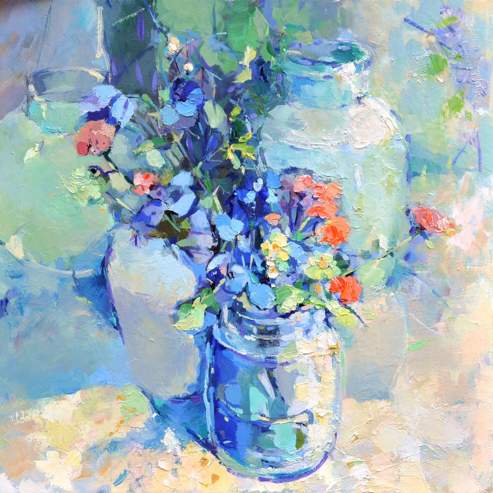 Bunte Vasen mit Blumen von Elena Shraibman
