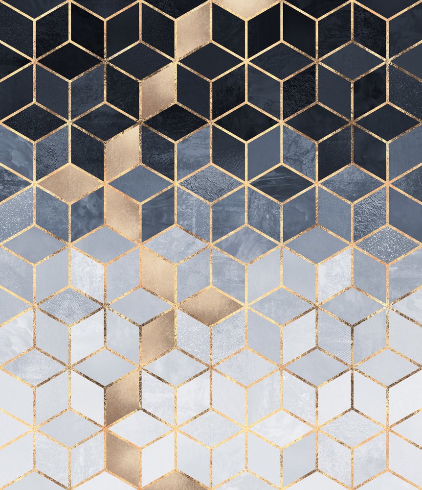 Abstrakte Goldene Würfel von Elisabeth Fredriksson