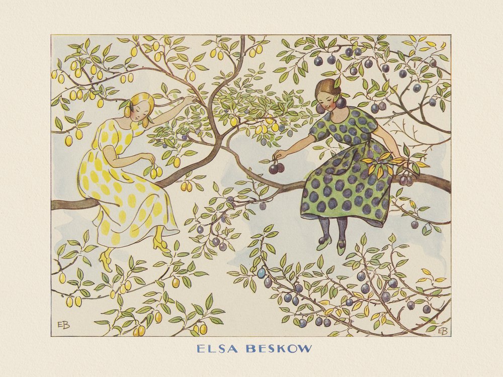 Tomtebobarnen - Fräulein Pflaume Bordüre von Elsa Beskow