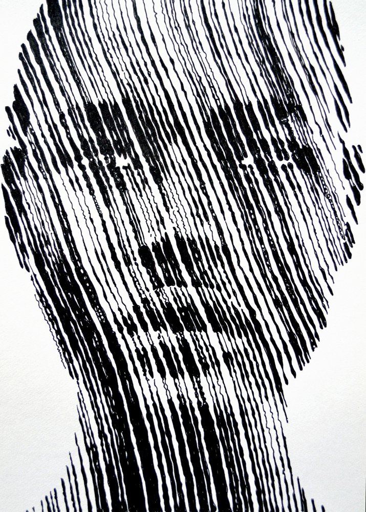 Abstraktes Linienporträt von Erik Van Velzen