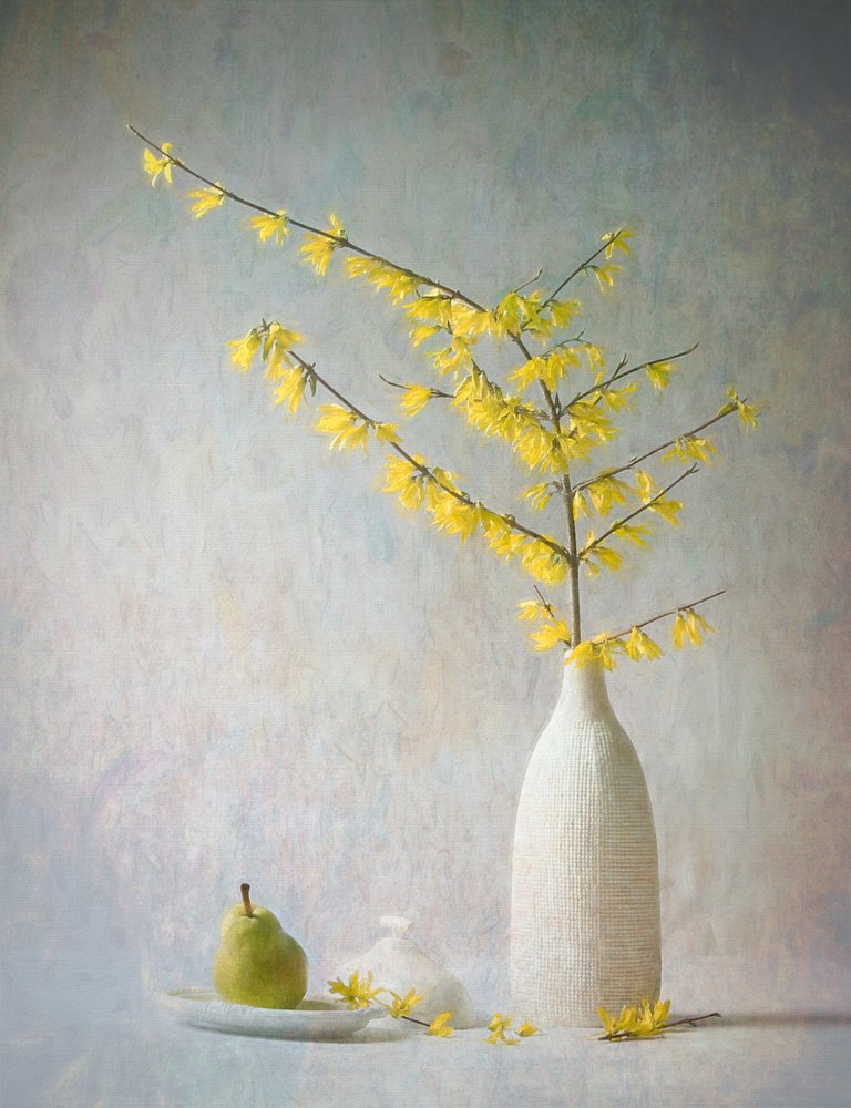 Gelbe Blumen und Birne von Fangping Zhou