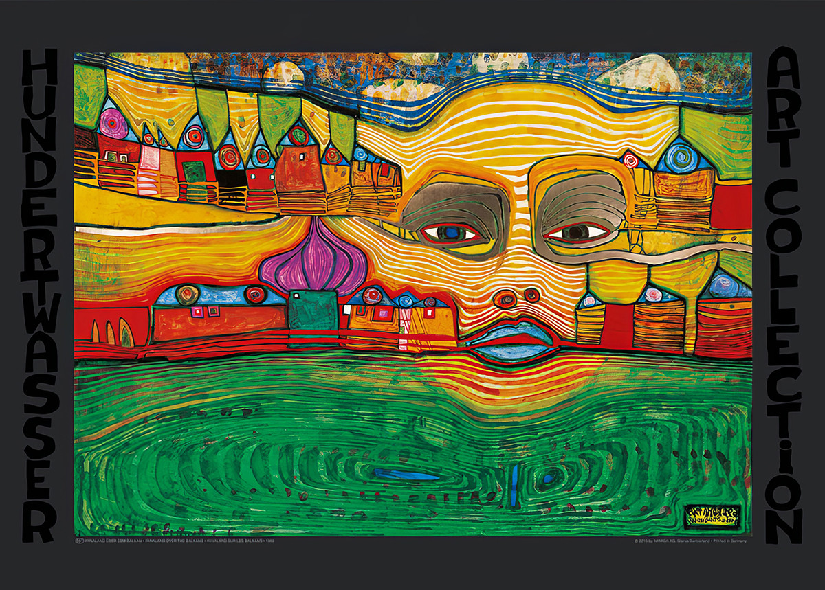 Irinaland über dem Balkan von Friedensreich Hundertwasser