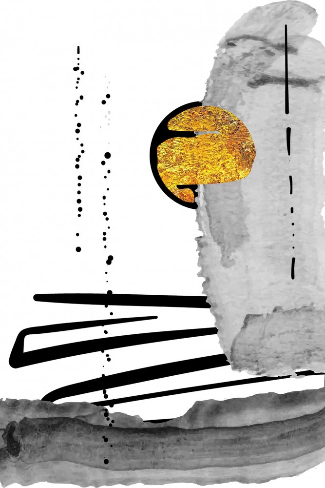 Abstrakte Goldene Sonne von Fun Qui