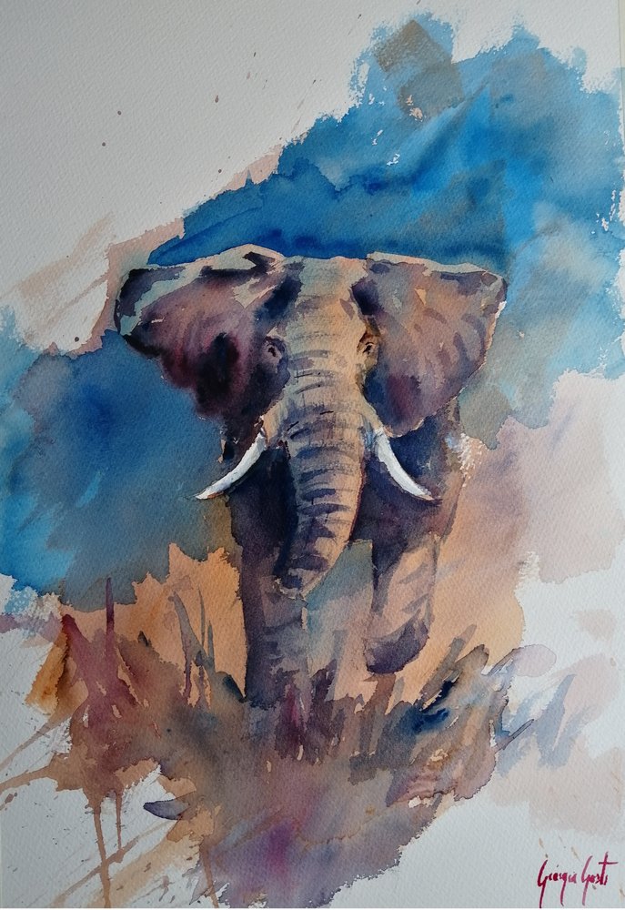 Majestätischer Elefant Aquarell von Giorgio Gosti