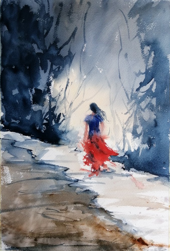Rotes Kleid Winterwald von Giorgio Gosti