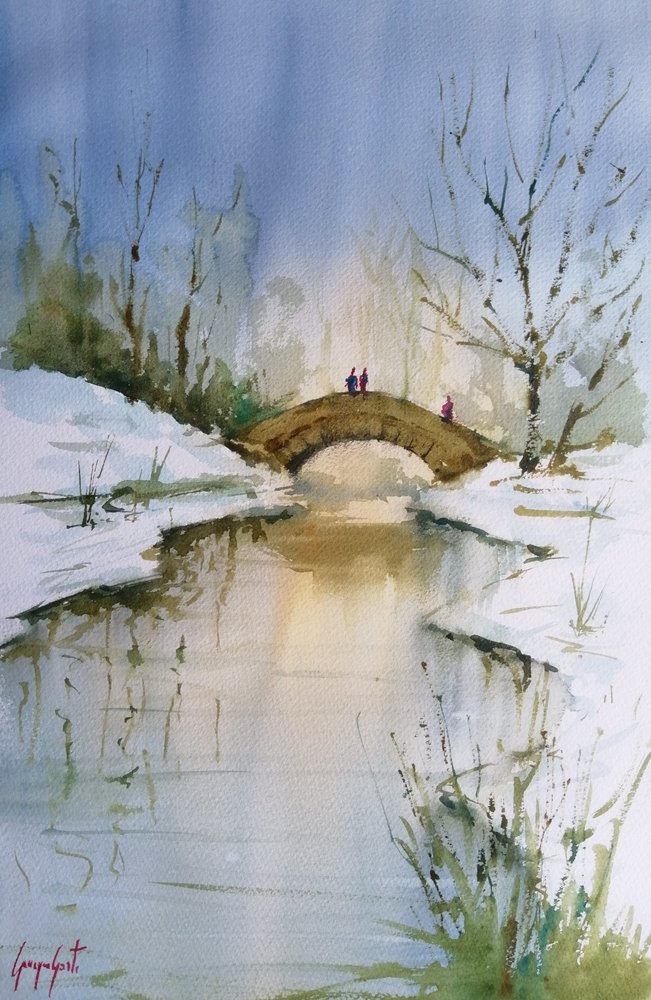 Winterbrücke Spiegelung von Giorgio Gosti