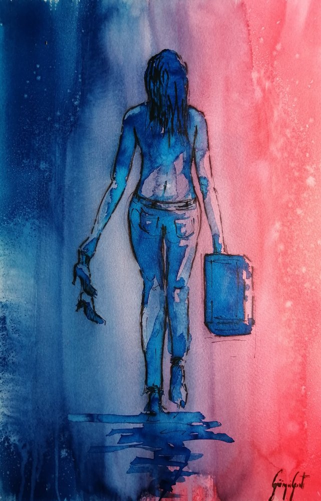 Frauens Blaue Rote Reise von Giorgio Gosti