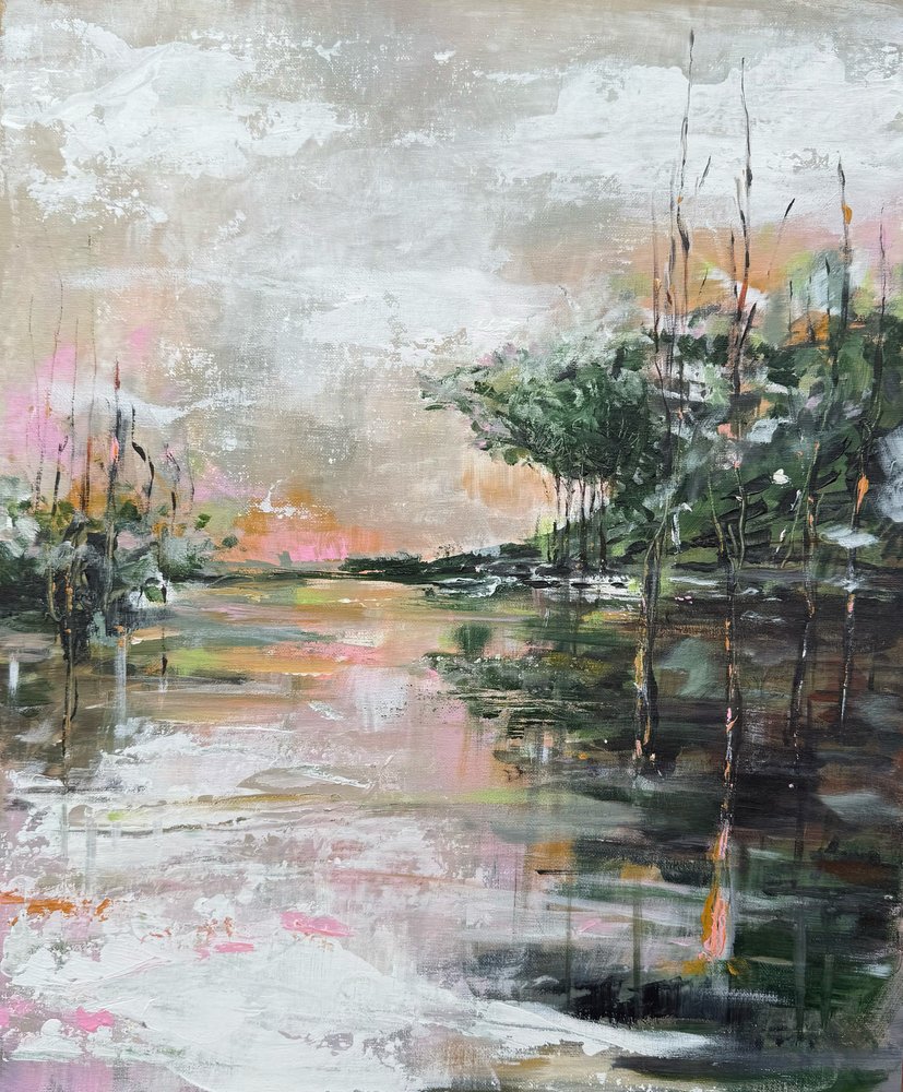 Rosa Himmel Wasserszene von Helena Ryhle