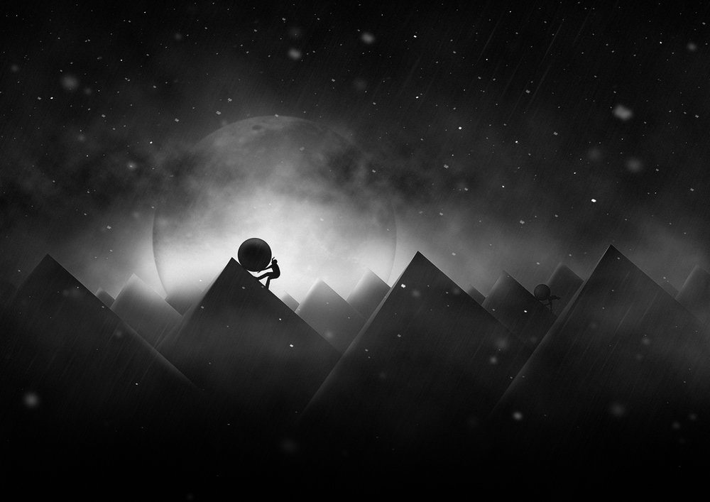 Sisyphus Aufstieg von Hussain Buhligaha